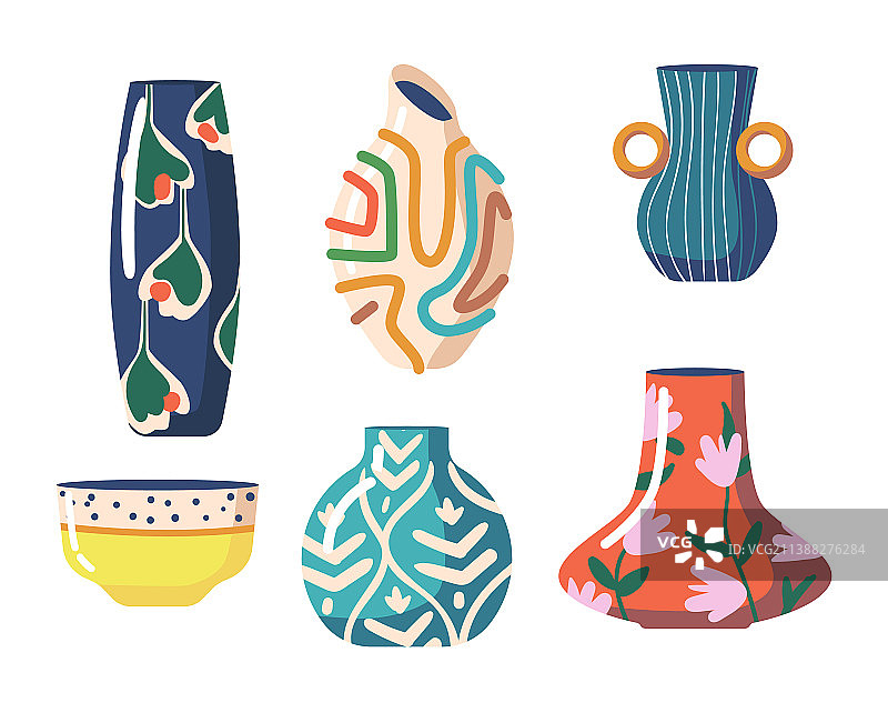 不同款式的东方陶器合集图片素材