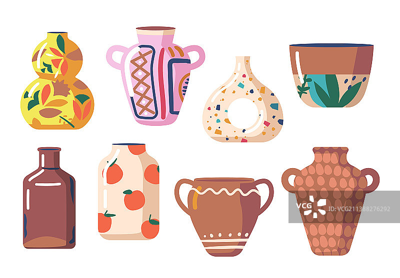 彩色陶瓷花瓶合集图片素材