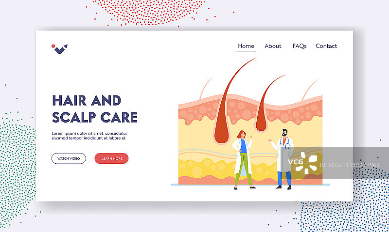 头发和头皮护理着陆页模板图片素材