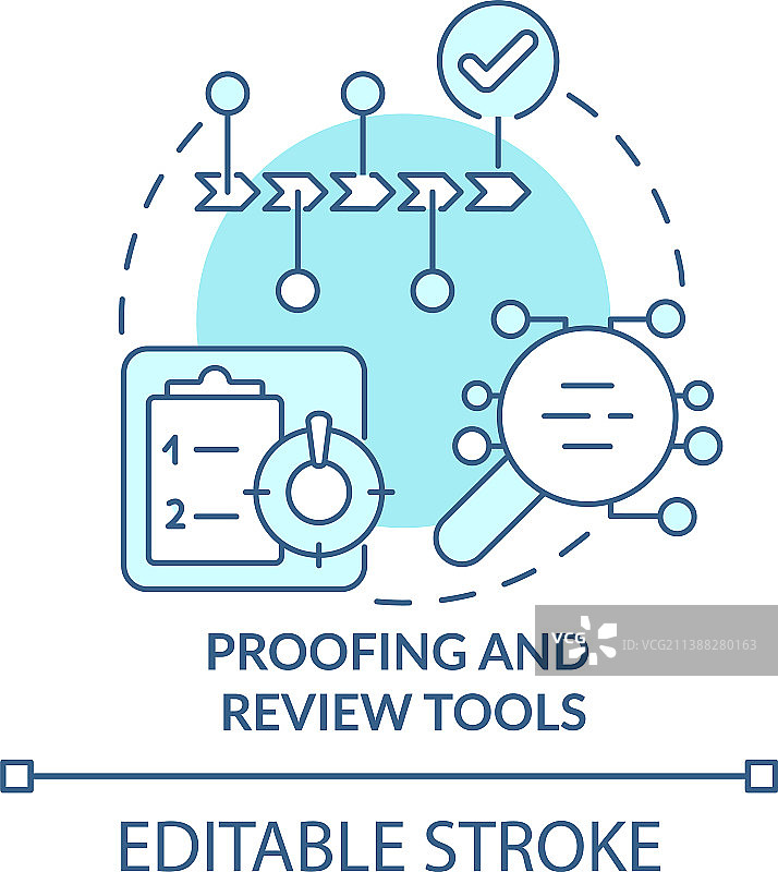 校对和审核工具青绿色概念图标图片素材