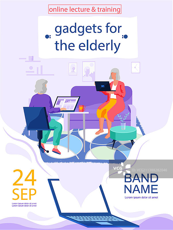 老年人在线讲座和培训设备图片素材