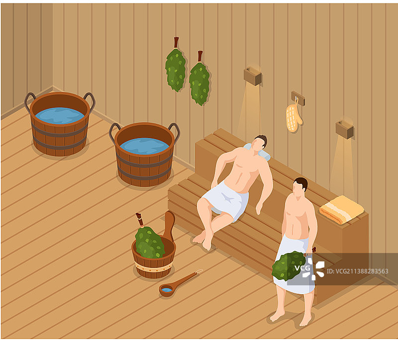 人们在桑拿和蒸汽房放松身心图片素材