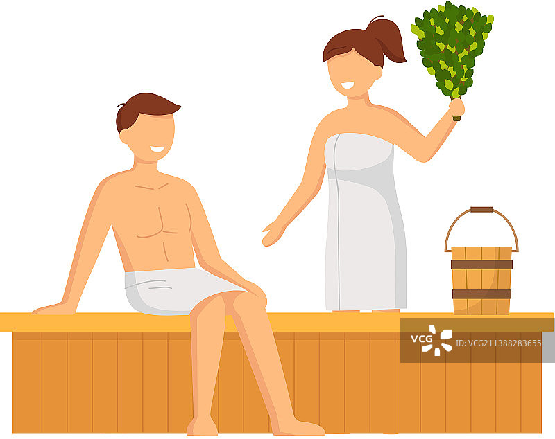 卡通人物蒸汽浴图片素材