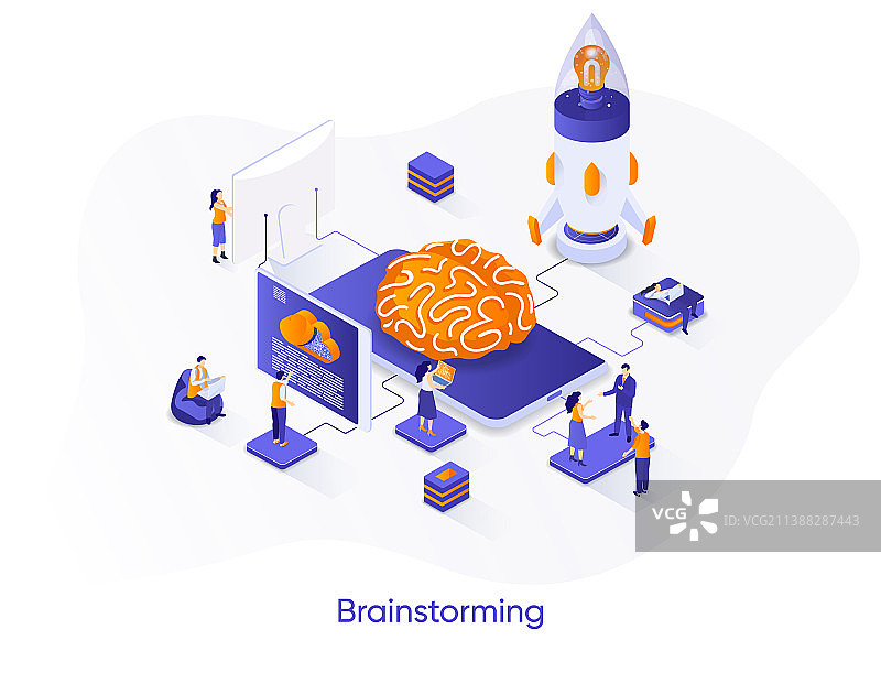 头脑风暴2.5D网页banner图片素材