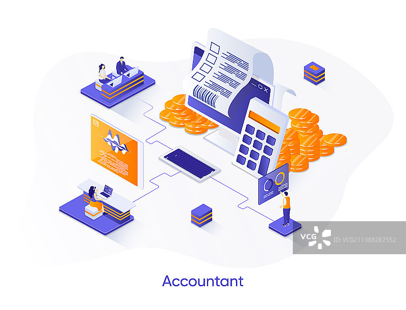 会计等距视角网页横幅图片素材