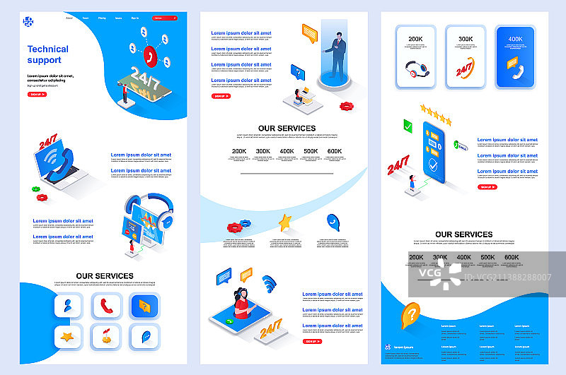 技术支持2.5D着陆页图片素材