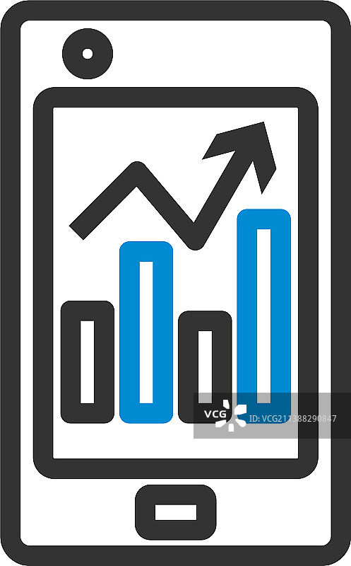 带分析图表图标的智能手机图片素材