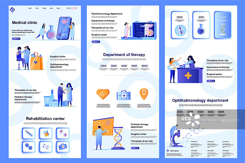 医疗诊所扁平风格着陆页图片素材