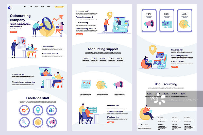 外包公司扁平风着陆页图片素材