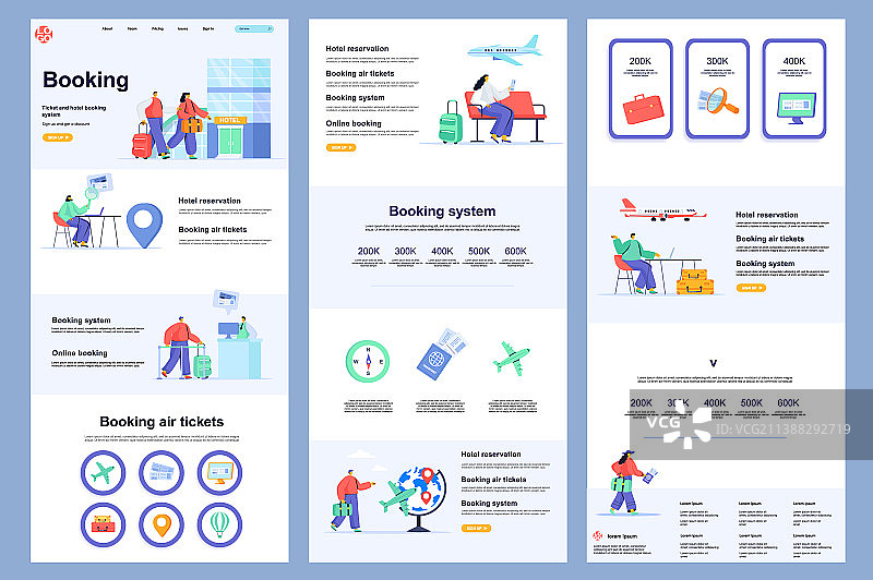 预订服务扁平风着陆页图片素材