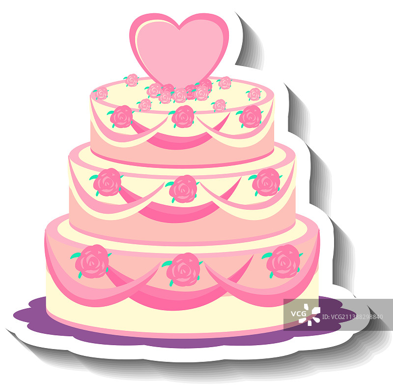 甜美婚礼蛋糕卡通风格图片素材