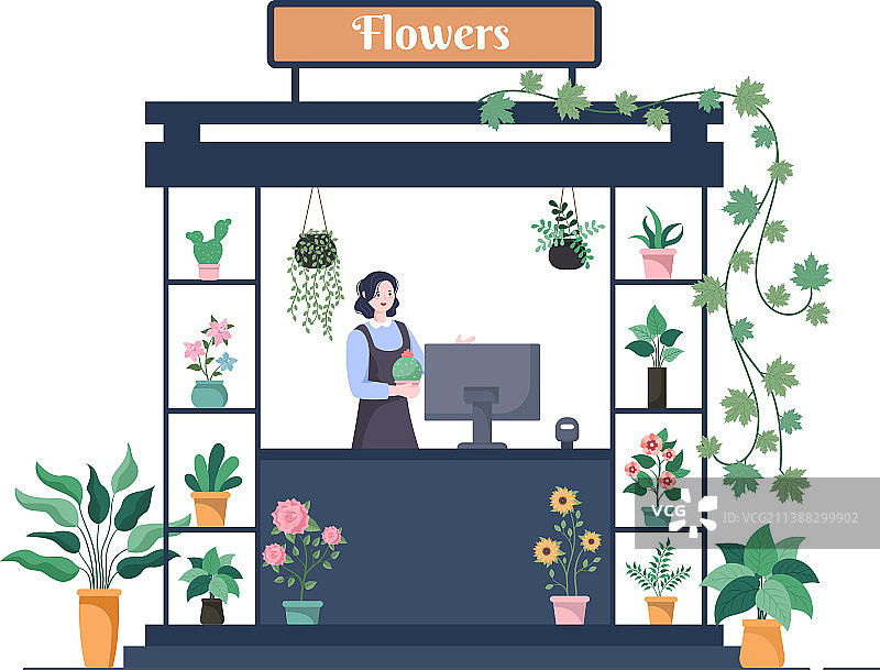 花店和植物店的鲜花护理图片素材