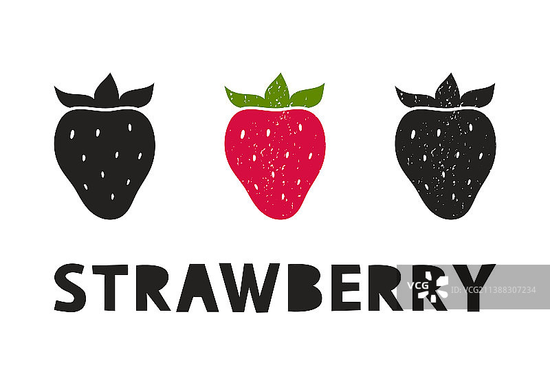 草莓轮廓图标和字母组合图片素材