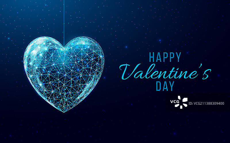 情人节快乐线框心形banner图片素材