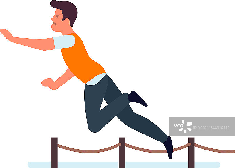 男人绊倒在链条上图片素材