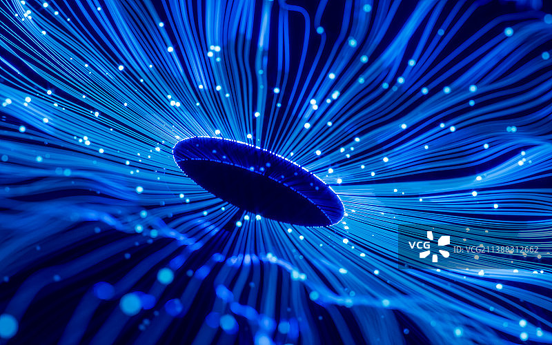 蓝色曲线发光线条,数字化抽象能量传输图片素材