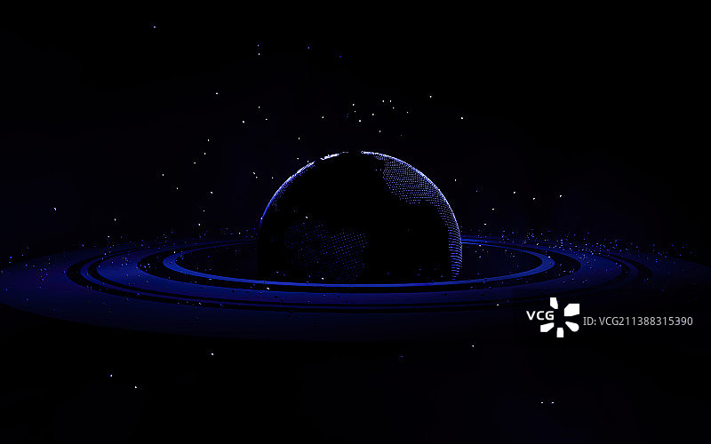 地球模型科技感发光线条,粒子效果图片素材