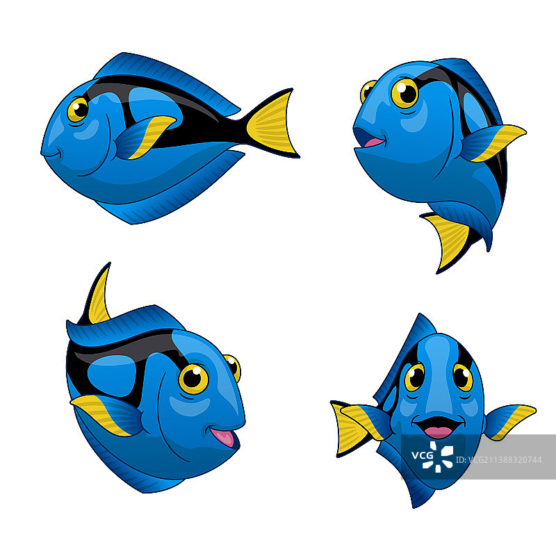 卡通蓝唐鱼合集图片素材
