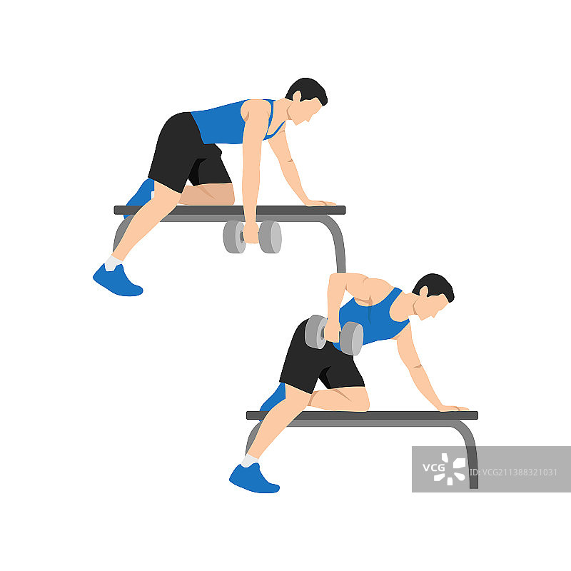 男人做单臂划船练习图片素材