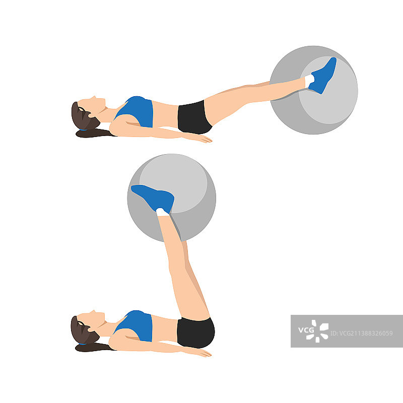女人做瑞士球抬腿运动图片素材