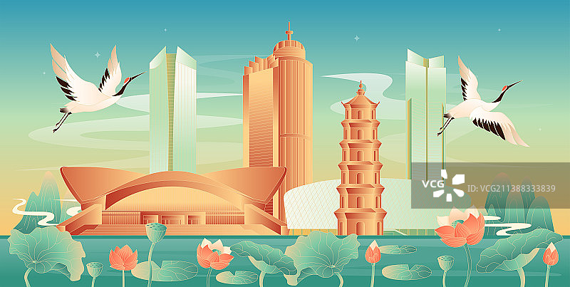 惠州国潮风插画图片素材