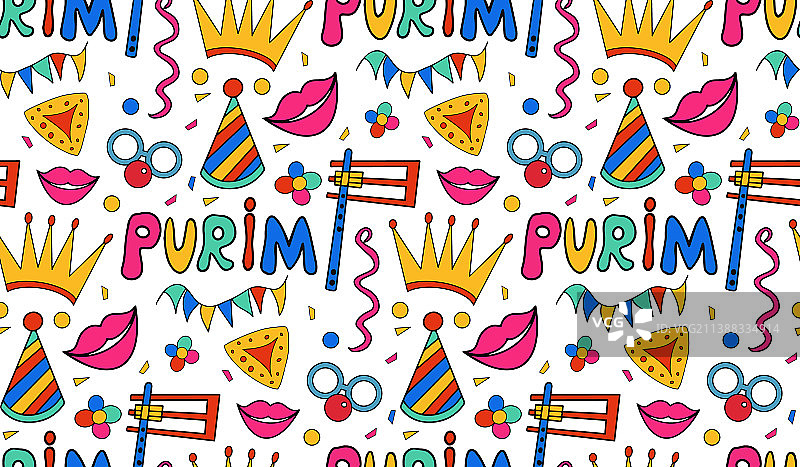 普林节狂欢节元素无缝图案图片素材
