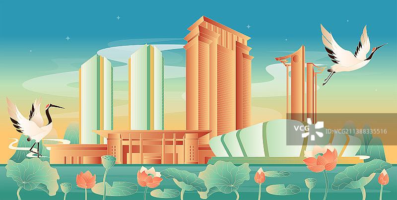 滁州国潮风插画图片素材