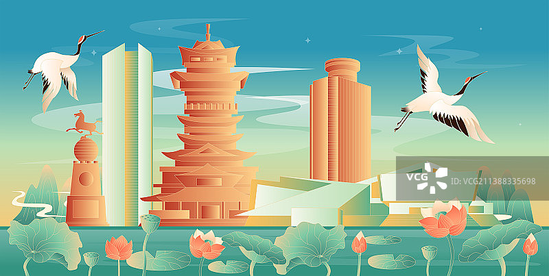 绵阳国潮风插画图片素材
