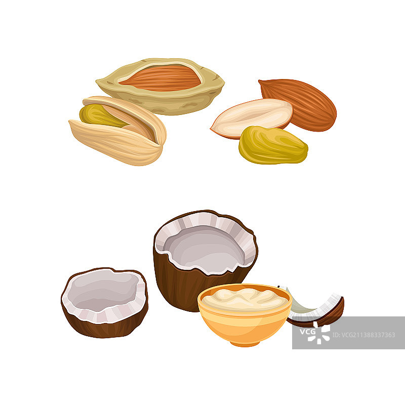 带壳坚果：杏仁和开心果图片素材