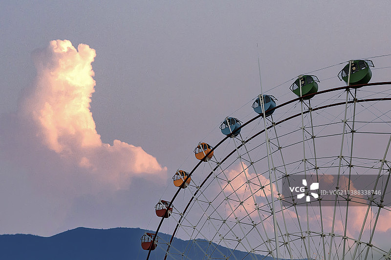 现代化城市游乐场娱乐设施摩天轮风景壁纸公园儿童乐园图片素材