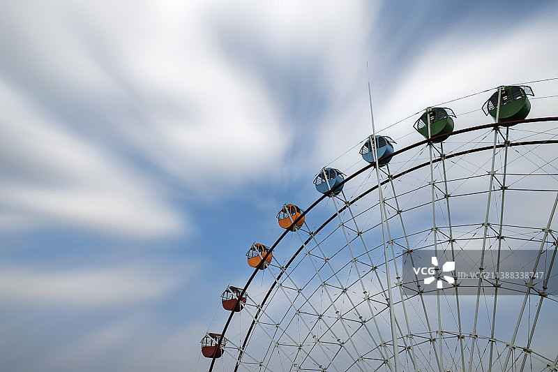 现代化城市游乐场娱乐设施摩天轮风景壁纸公园儿童乐园图片素材