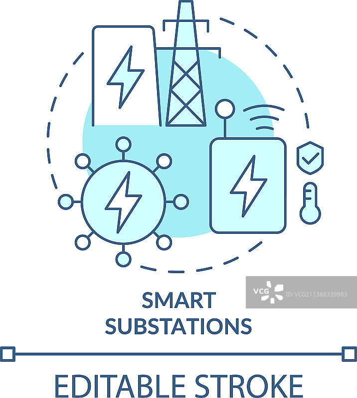 智能变电站青绿色概念图标图片素材