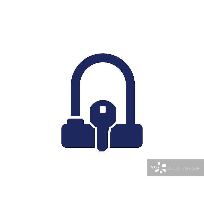 自行车U型锁和钥匙图标图片素材