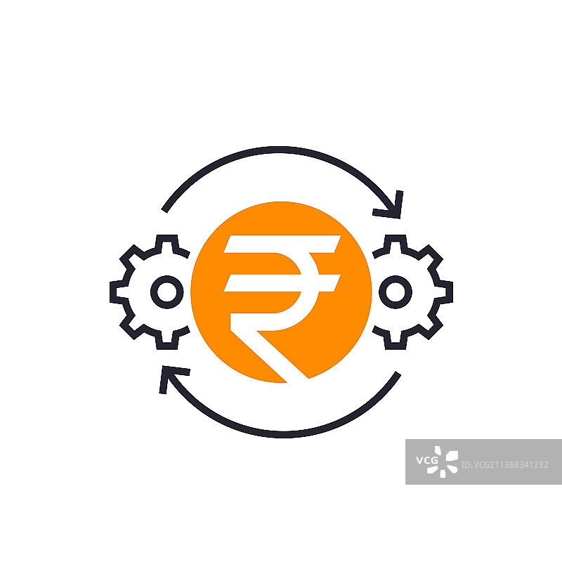 带有卢比线的成本优化图标图片素材