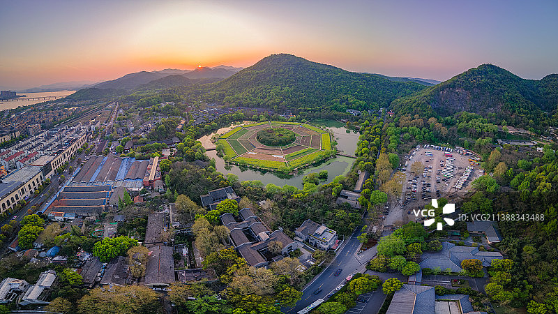 日落八卦田图片素材