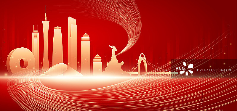 广州建筑城市矢量抽象插画图片素材