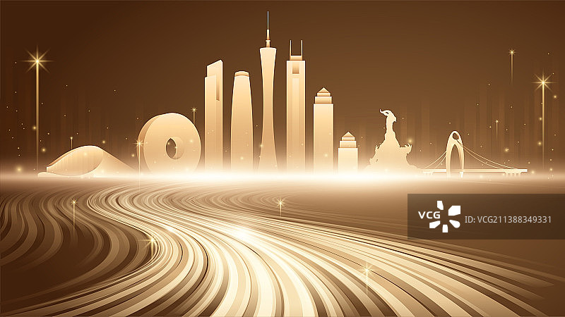 广州建筑城市矢量抽象插画图片素材