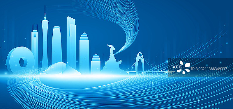 广州建筑城市矢量抽象插画图片素材