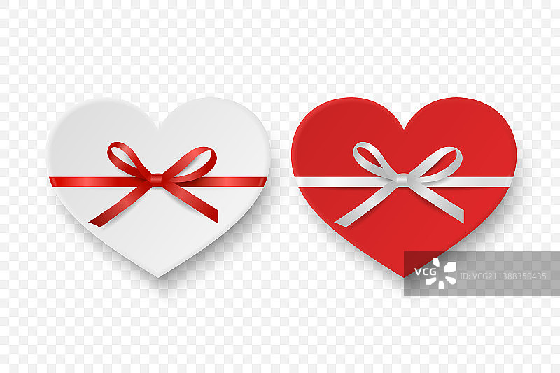 3D逼真白色红色情人节纸图片素材