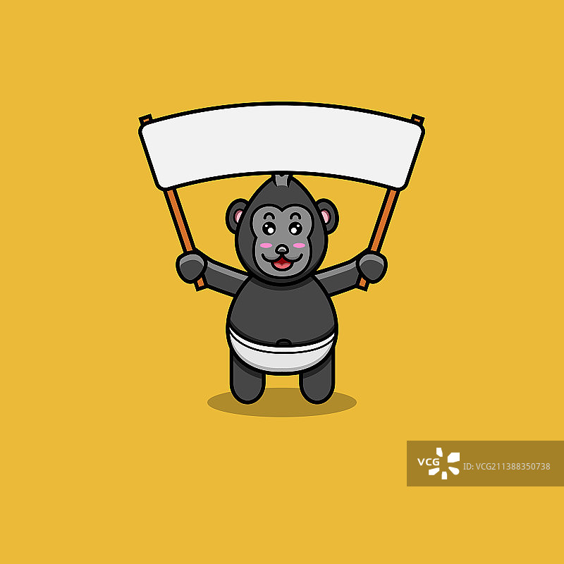 可爱的金刚宝宝与空白banner图片素材