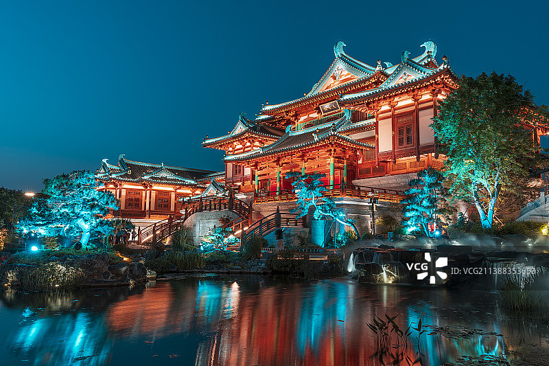 南京金陵小城傍晚与夜景图片素材