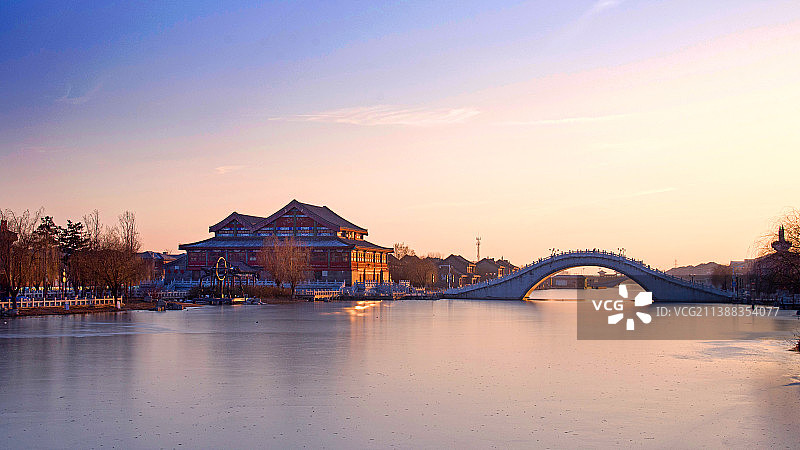 冬日夕照惠丰湖图片素材