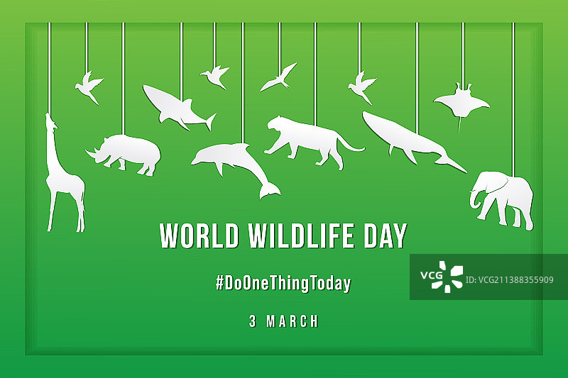 纸雕风格的世界野生动植物日设计图片素材