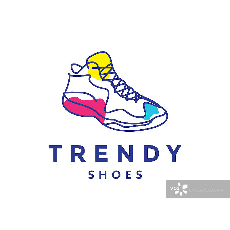 线条艺术抽象彩色运动鞋Logo图片素材