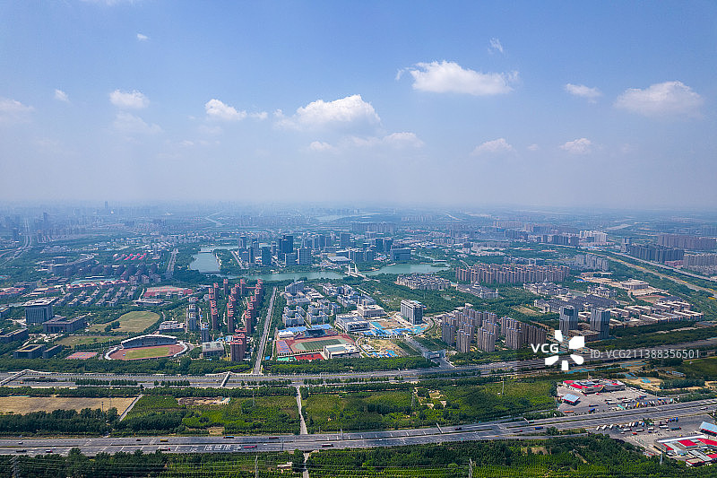 河南省郑州市郑东新区龙子湖智慧岛夏天户外风光航拍图片素材