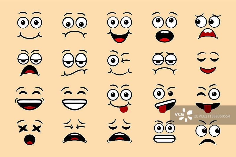 卡通面部表情涂鸦图片素材