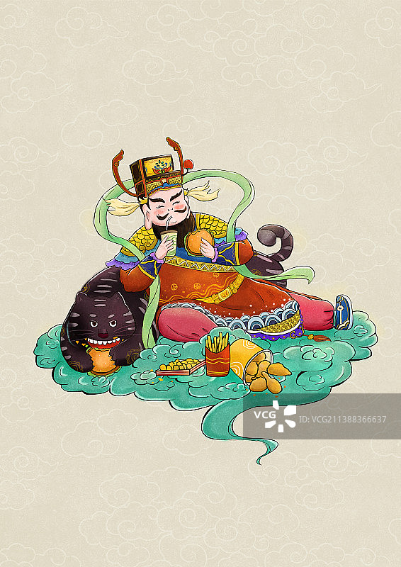 财神赵公明国风插画图片素材