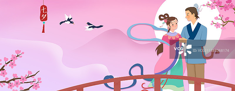 浪漫七夕情人节牛郎织女图片素材