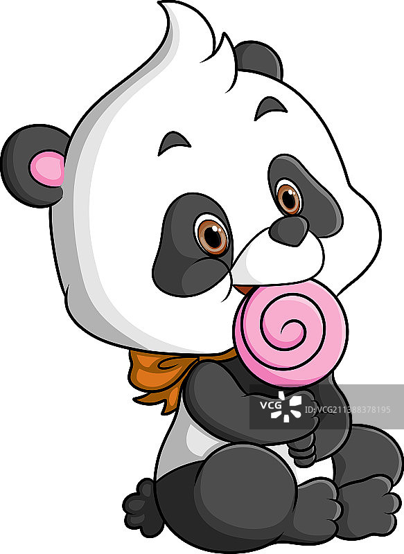 熊猫宝宝抱着甜品吃东西图片素材