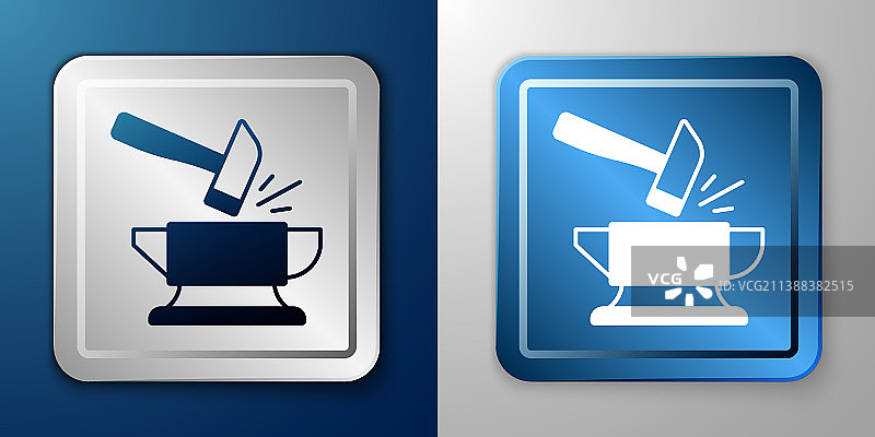 白色铁匠砧工具和锤子图标图片素材